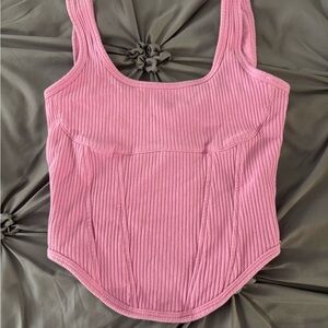 Victoria's Secret Pink Ribbed Corset Tank Top